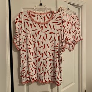 Matching top & bottom set! Chili pattern 🌶️🔥 NWT